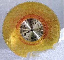 amber glass wall clock by Tiara